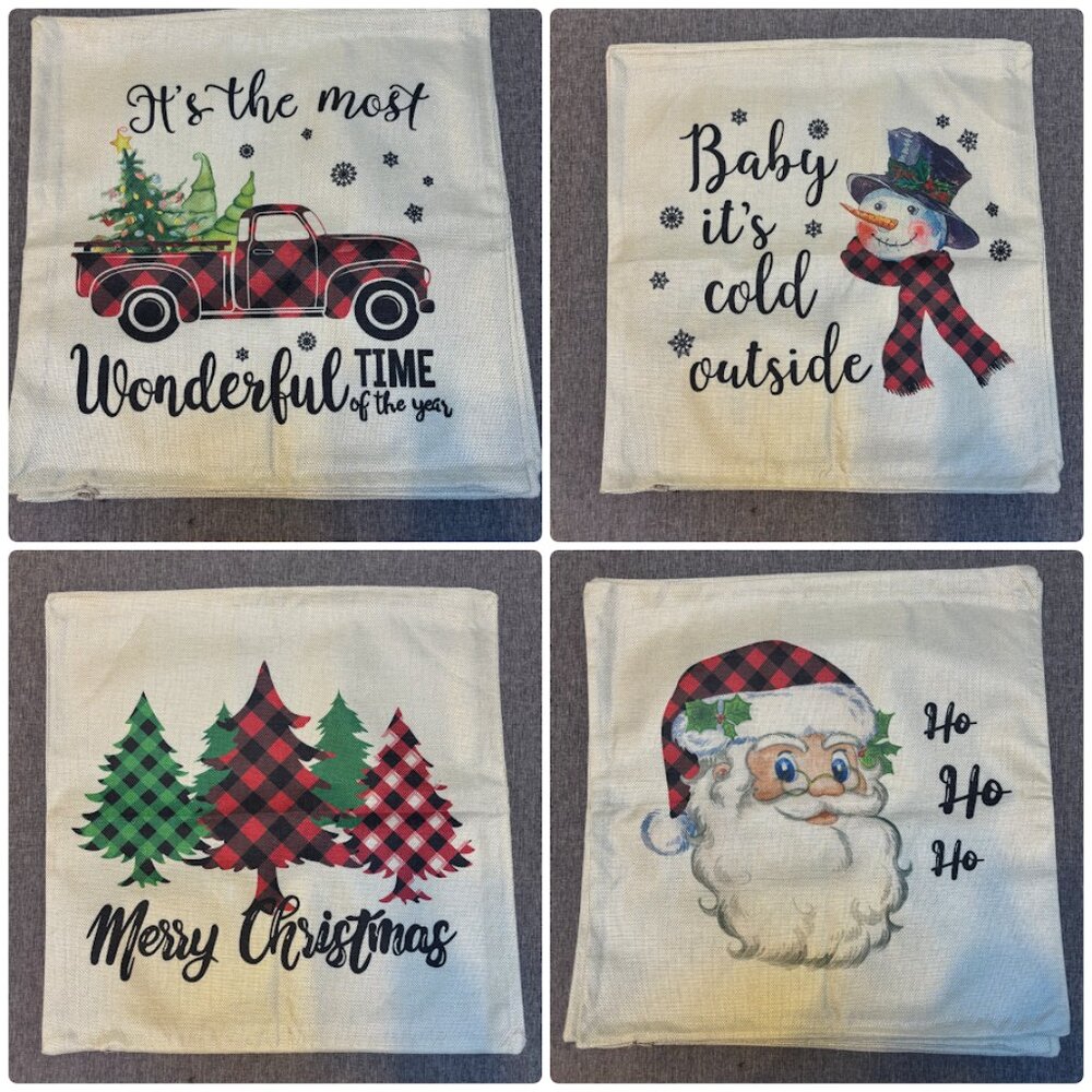 4 Buffalo Plaid Christmas Holiday Cushion Pillow Covers